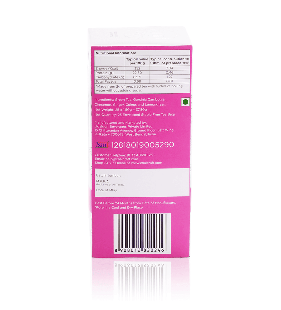 Herbal Slimming Green Tea,  25 Tea Bags (Get 5 Assorted Tea Bags Free)