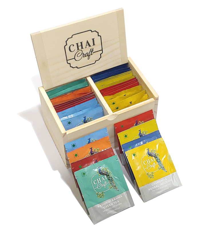 Boxful of Rejuvenation, An Assortment 8 Flavors of 40 Bags in a Pine Wood Tea Gift Box