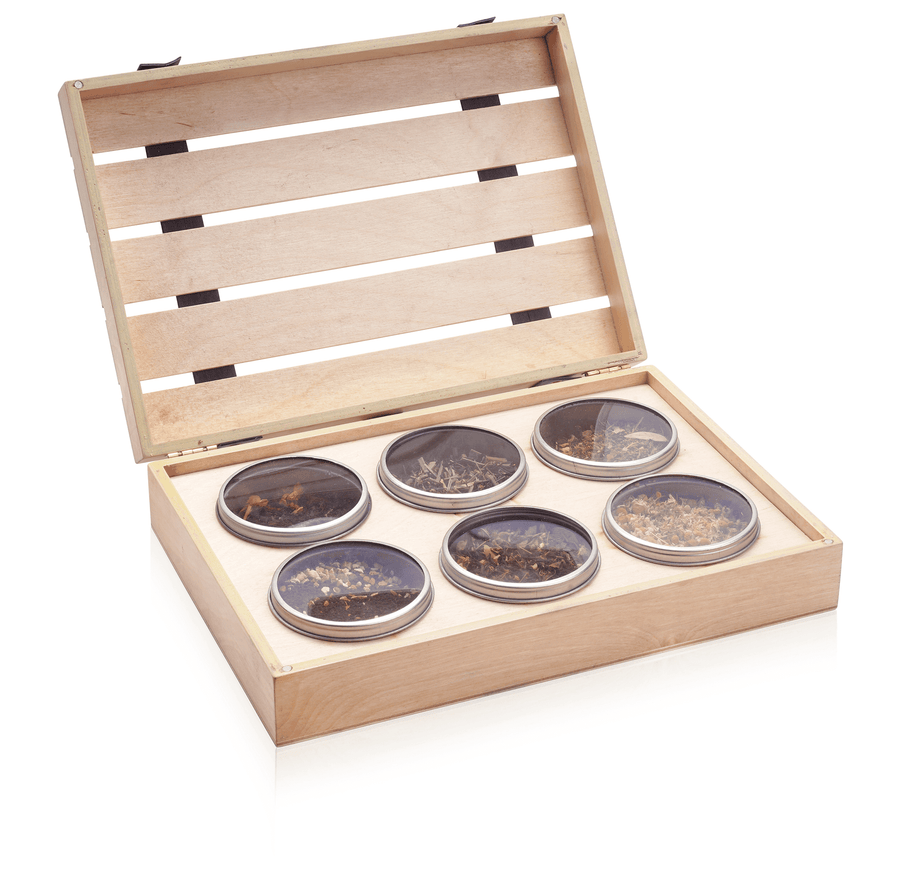 Boxful of Rejuvenation, An Assortment of 6 Loose Leaf Teas in a Pine Gift Box