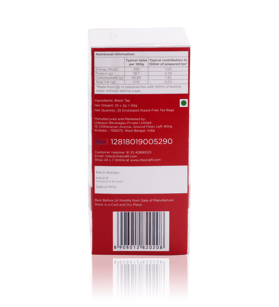 English Breakfast Tea, Strong Black Tea, 25 TeaBags x 2, 50 bags